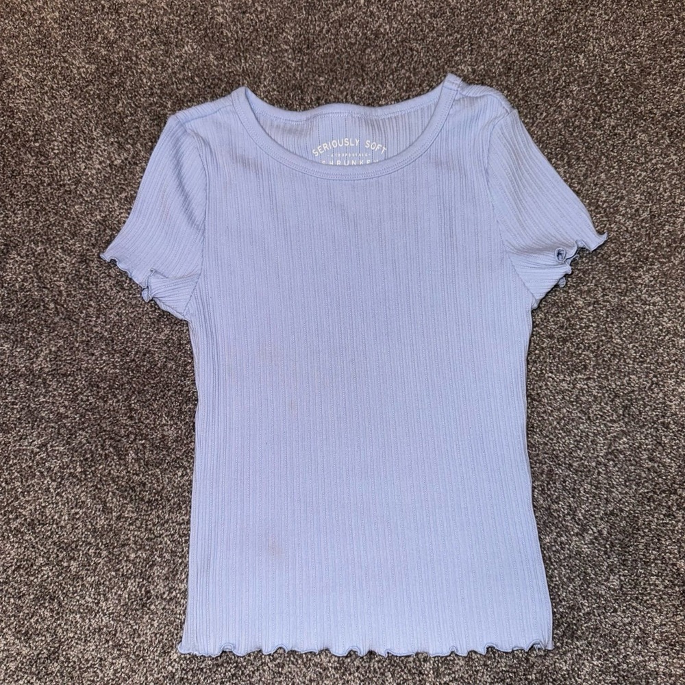 Aeropostale Women's‎ Seriously Soft Shrunken Tee - Light Blue -  Small